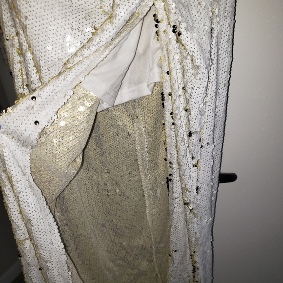 White and gold sequin strapless dress size 8 - Picture 4 of 5
